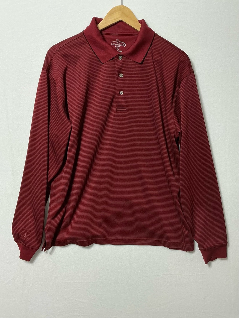 Champions Tour Men’s Burgundy Stripe Performance Long Sleeve Golf Pullover Large